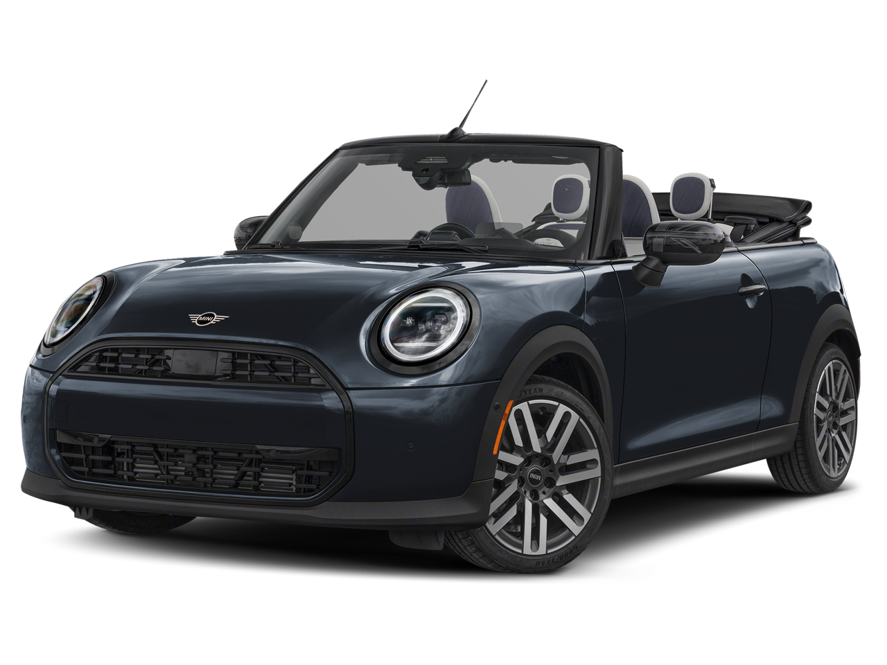 2026 MINI CONVERTIBLE ICONIC in Legend Grey Metallic — front three-quarter view