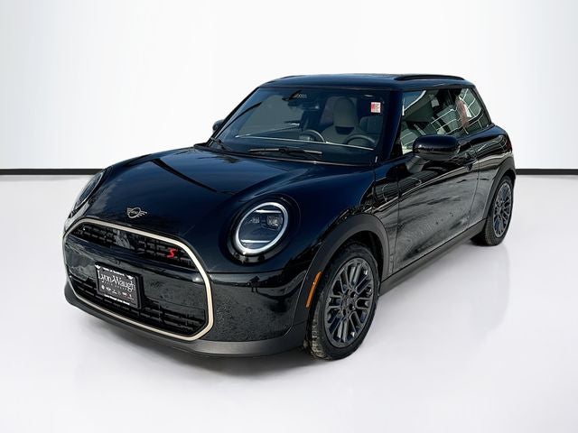 2026 MINI 2 DOOR ICONIC in Midnight Black II Metallic — front three-quarter view