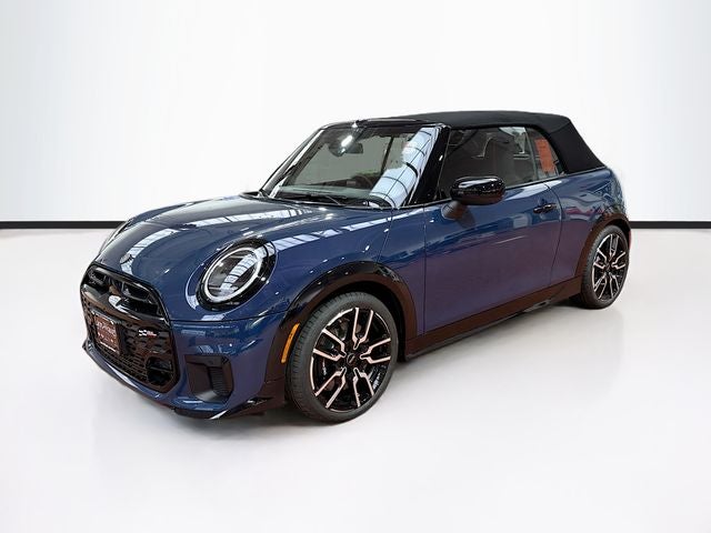 2026 MINI CONVERTIBLE ICONIC in Indigo Sunset Blue Metallic — front three-quarter view