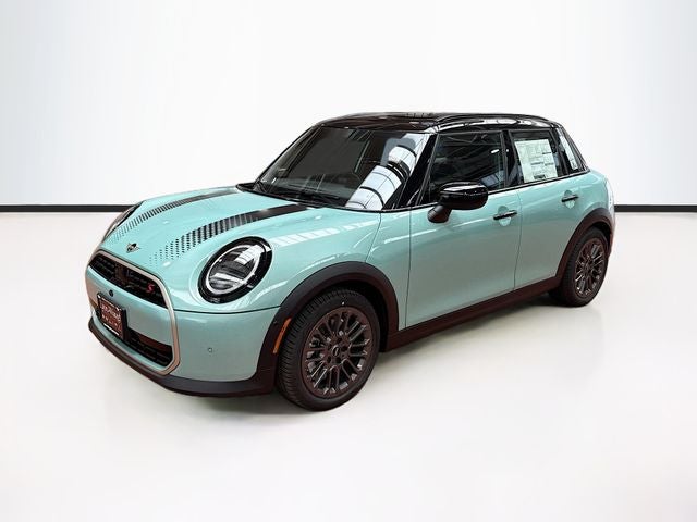 2026 MINI 4 DOOR ICONIC in Ocean Wave Green Metallic — front three-quarter view