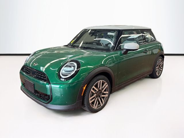 2026 MINI 2 DOOR SIGNATURE PLUS in British Racing Green IV Met — front three-quarter view