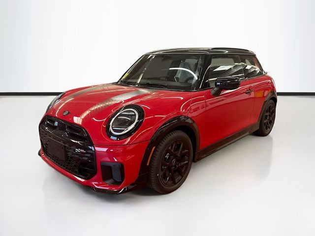 2026 MINI 2 DOOR ICONIC in Chili Red II — front three-quarter view