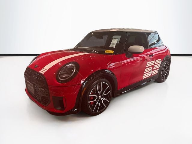 2026 MINI 2 DOOR ICONIC in Chili Red II — front three-quarter view